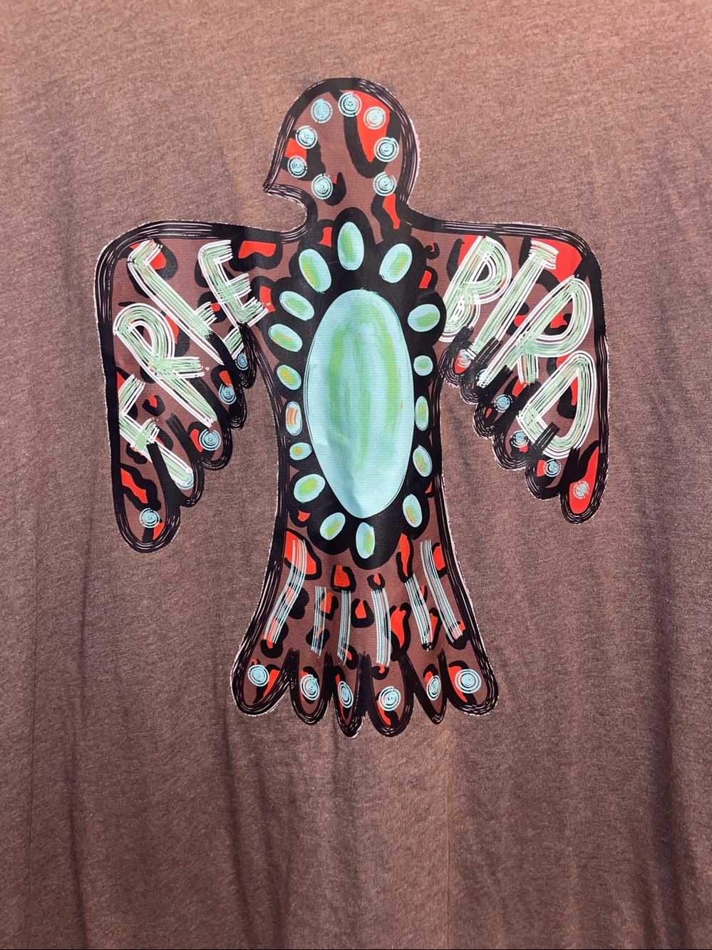 Keep It Gypsy Brown Graphic Tee with Tribal Bird Motif - Picture 2 of 5